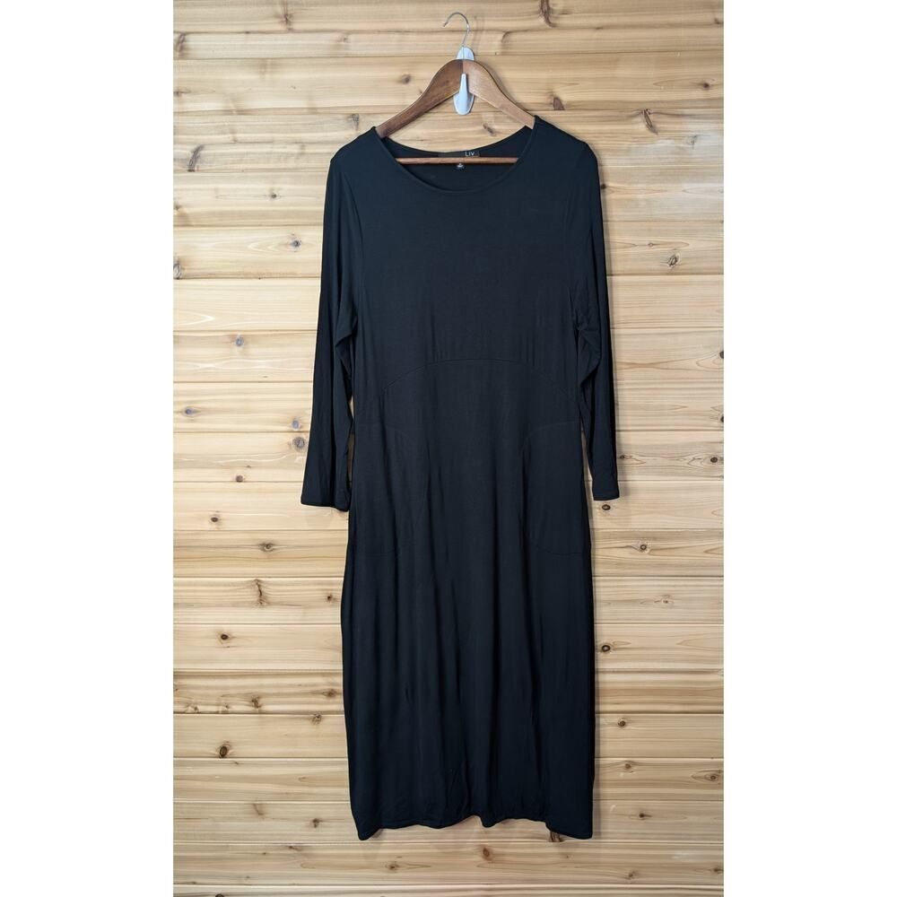 Habitat Dress Women's Medium Black Midi‎ Relaxed Casual Lagenlook